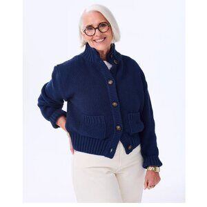 Alice Walk The Cotton Sweater Jacket, Medium, Navy, NWT!